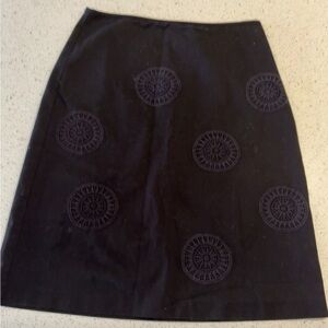 Boden Embroidered Black Pencil Skirt
